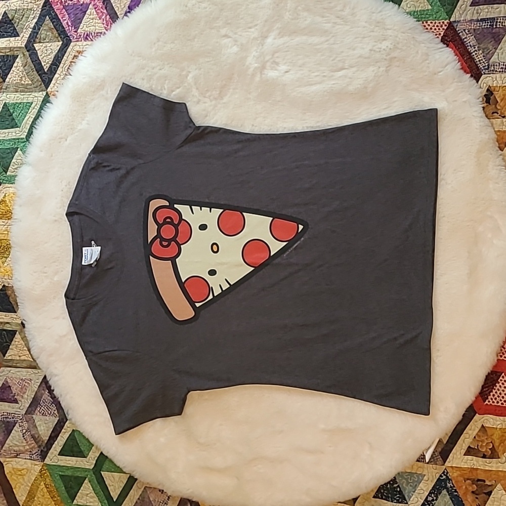 Sanrio Hello Kitty Pizza Slice Gray Short Sleeve Tshirt Medium